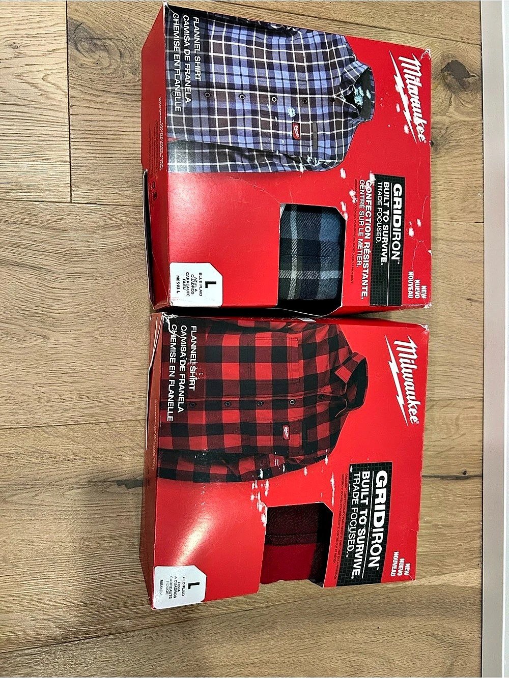Milwaukee GridIron Flannel Shirt 2-Pack Plaid Flannel Shirts Size Large NWT